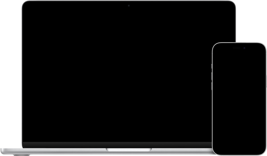 iPhone 16 Plus ที่มีแอปกล้องเปิดอยู่และกำลังจัดเฟรมภาพหม้อเซรามิก, MacBook Air รุ่น 13 นิ้ว ที่มีแอปเมลที่เปิดอยู่ และกำลังร่างอีเมลพร้อมรูปที่ถ่ายจาก iPhone