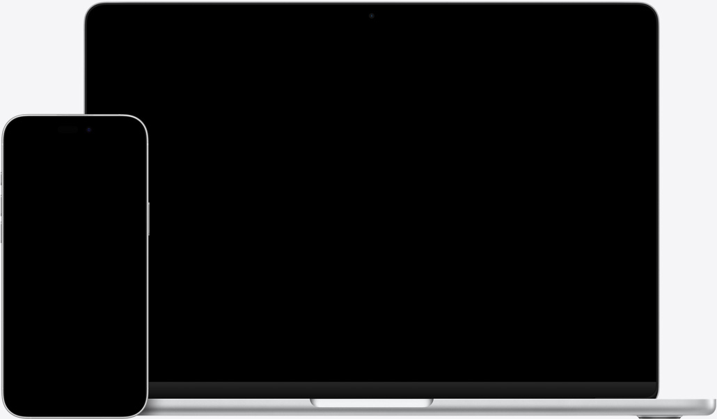 iPhone 16 Plus ที่มีข้อความไฮไลท์อยู่ในแอปโน้ต, MacBook Air รุ่น 13 นิ้ว ที่มีสไลด์ Keynote เปิดอยู่โดยมีข้อความจากแอปโน้ตปรากฏอยู่บนสไลด์