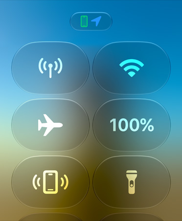 Screen showing Apple Watch Control Centre
