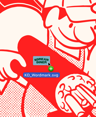 Ilustración roja tipo caricatura para Korean Diner