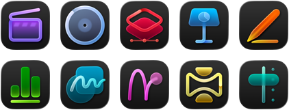 Apps de Apple Creator Studio, Final Cut Pro, Logic Pro, Pixelmator Pro, Keynote, Pages, Numbers, Freeform, Motion, Compressor, MainStage
