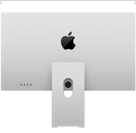 لقطة خلفية لشاشة Studio Display XDR مع قاعدة يمكن تعديل درجة ميلها وارتفاعها، تظهر قياس العرض