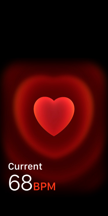 心率 app，顯示目前每分鐘心跳為 68 次