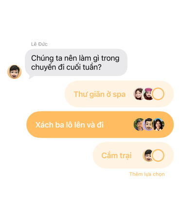 Ứng dụng Tin Nhắn hiển thị tính năng Bình chọn trong Tin Nhắn đang được sử dụng